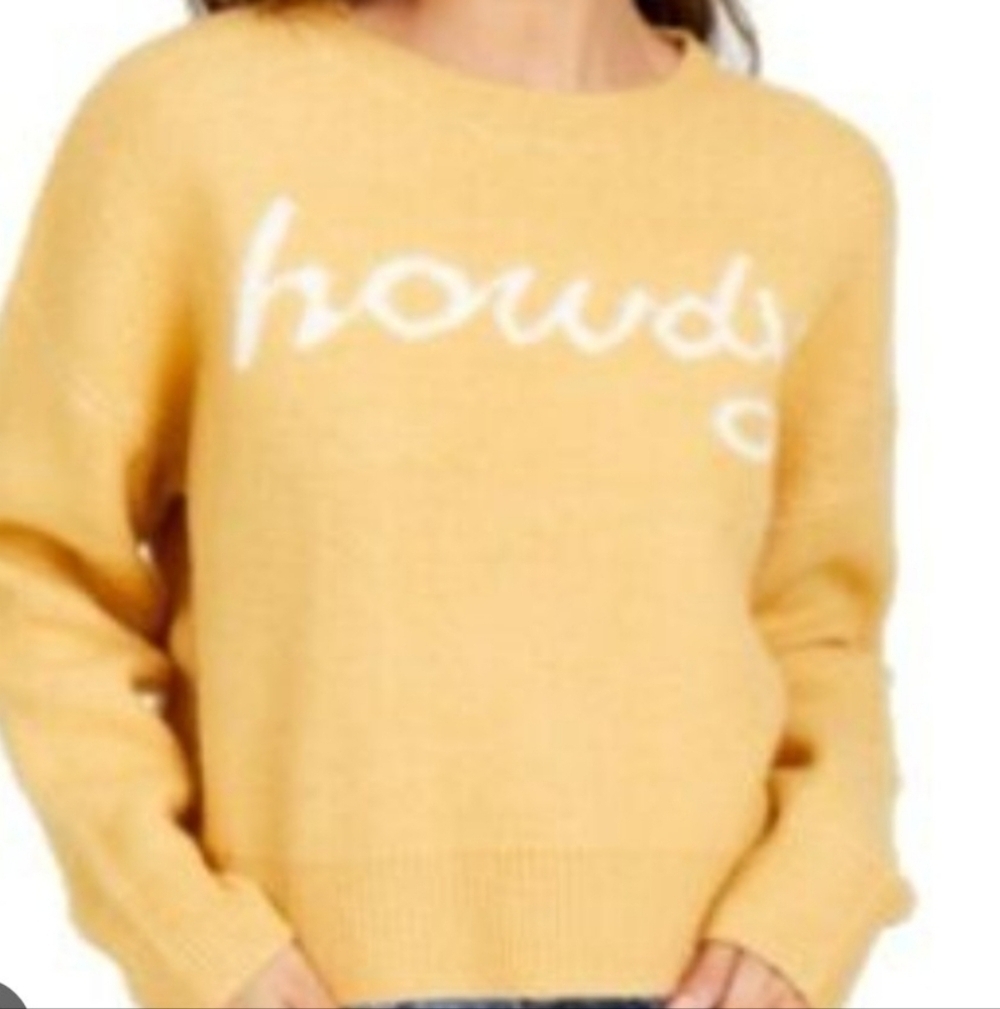 Altar'd State Mustard 'Howdy' Crew Neck Sweater. Size S